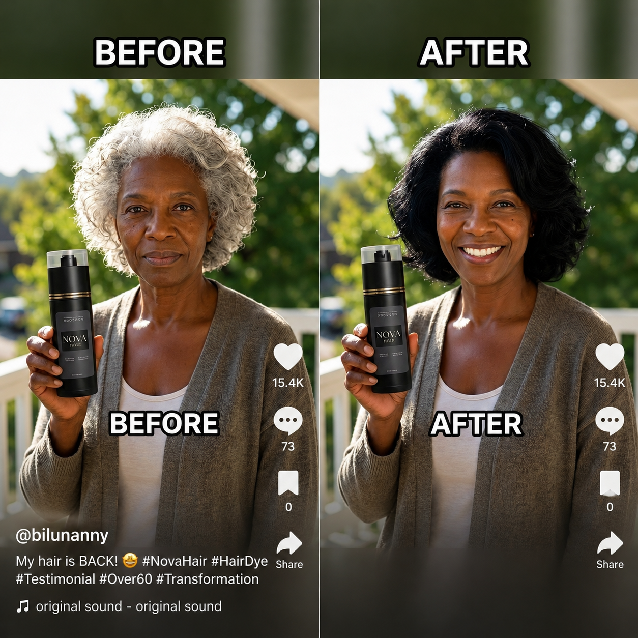 NovaHair before and after — customer result